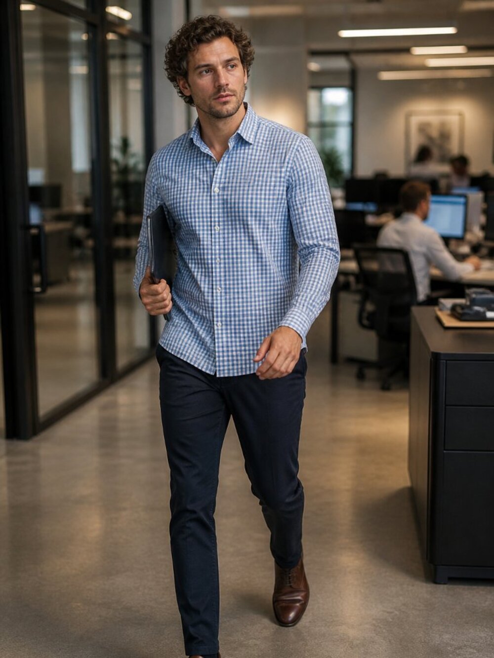UNTUCKit Blue Check Button-Down Shirt – Size Medium (Slim Fit)